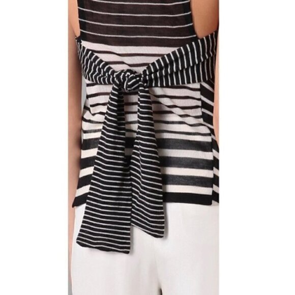 3.1 Phillip Lim Tank M Asymmetrical Striped Tie Back Wool Luxury Sheer - Picture 9 of 12